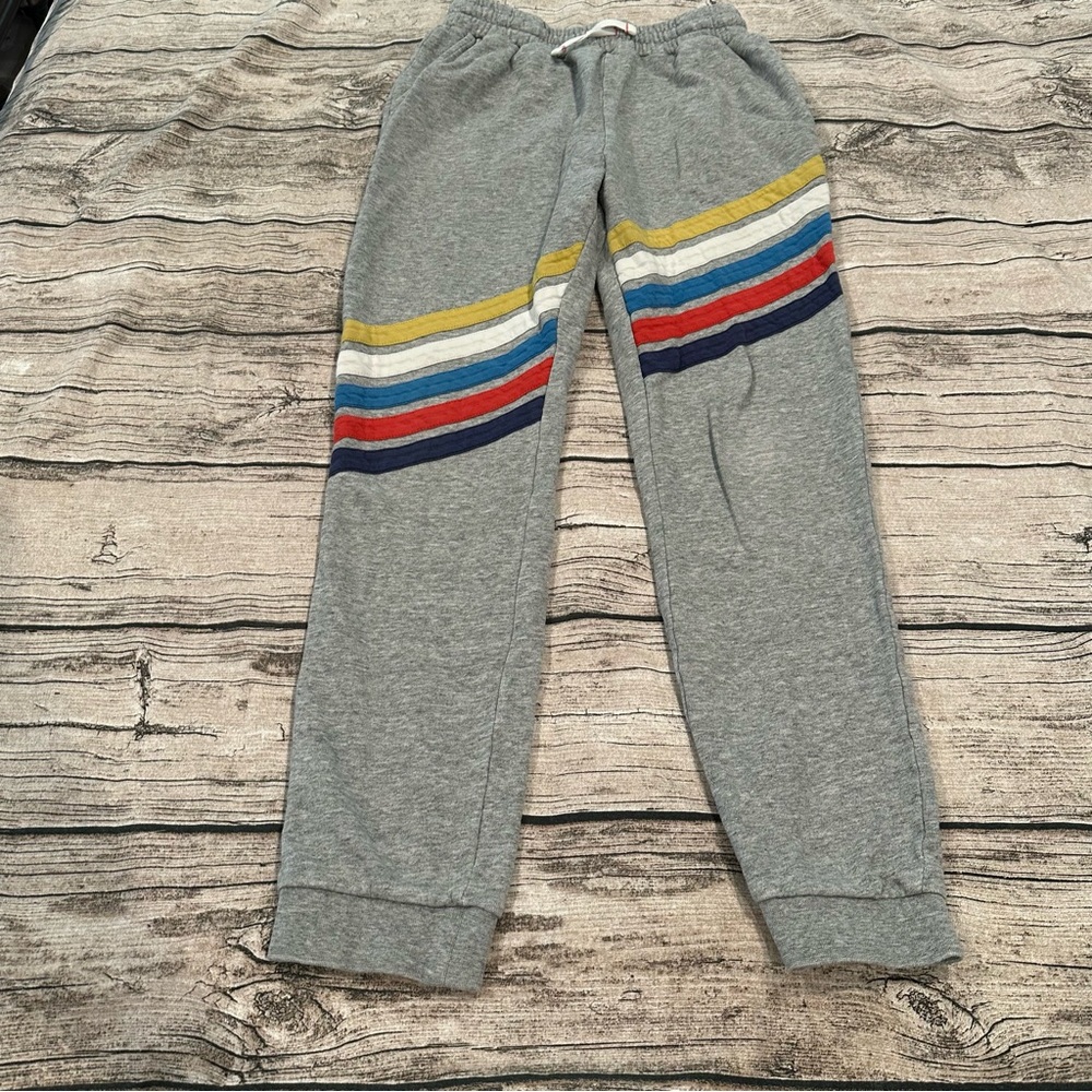 Mini Boden Grey With Appliqué Stripes Sweat Joggers Unisex Size 12 - Picture 1 of 7